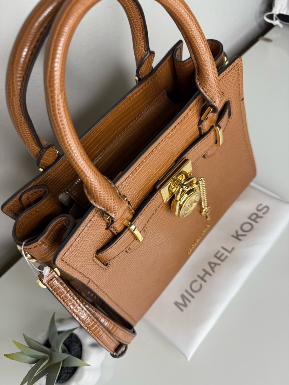 Michael Kors Small Hamilton Crocodile embossed leather Satchel Crossbody Luggage - Picture 4 of 10